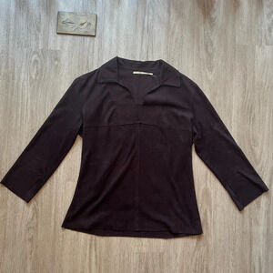 Vintage Max Studio Faux Suede Collared Top
